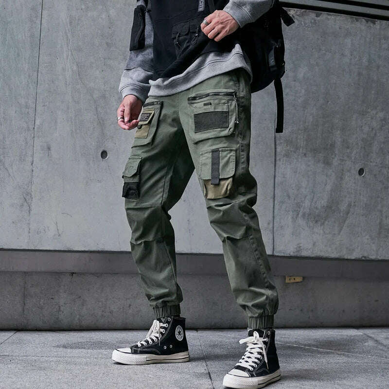 KIMLUD, Single Road Mens Cargo Pants Men Fashion 2022 Black Baggy Joggers Techwear Men Hip Hop Harajuku Streetwear Trousers Cotton Pants, Asian-M / Green Cargo Pants, KIMLUD Womens Clothes