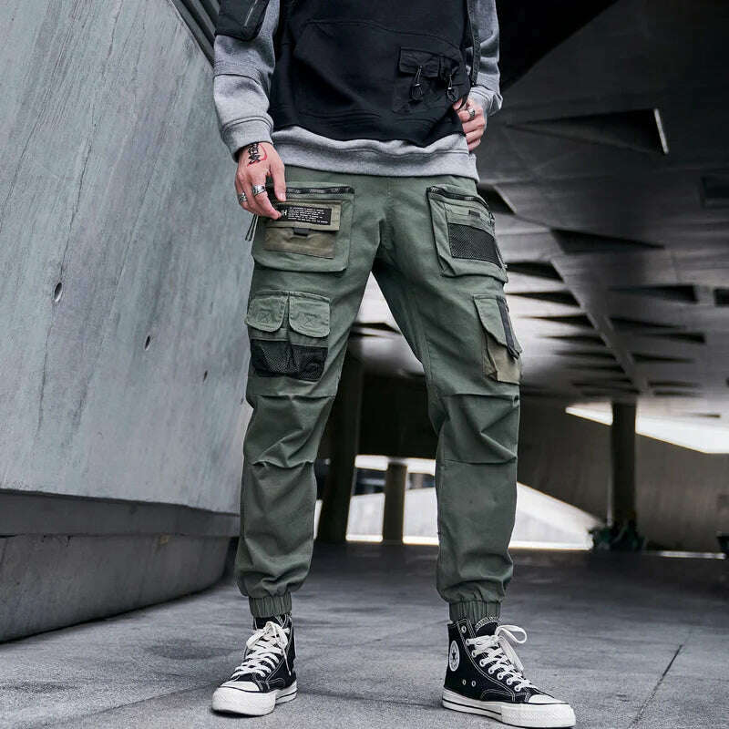 KIMLUD, Single Road Mens Cargo Pants Men Fashion 2022 Black Baggy Joggers Techwear Men Hip Hop Harajuku Streetwear Trousers Cotton Pants, KIMLUD Womens Clothes