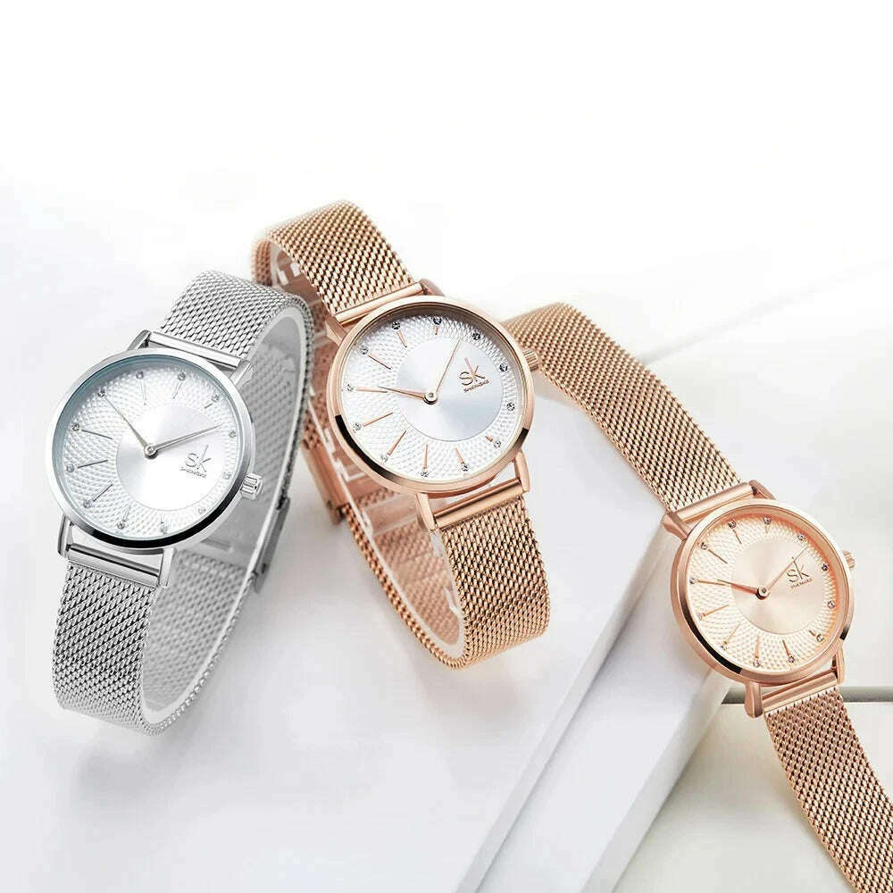 SK Designer Watch For Women Fashion Casual Dial Watch Women Precise Quartz Montre Femme Adjustable Milan Strap Reloj Mujer - KIMLUD