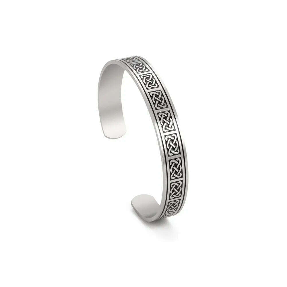 Skyrim Viking Triquetra Cuff Bangle for Women Men Stainless Steel Good Luck Amulet Vintage Celtics Irish Knots Bracelet Jewelry - KIMLUD