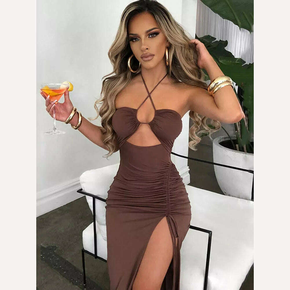 Sleeveless Sexy Female Midi Backless Dresses Slim Night Club Party Women's Dress Bodycon Vestidos Elegantes Para Mujer - KIMLUD