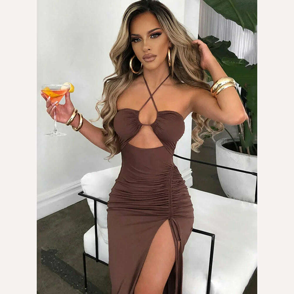 Sleeveless Sexy Female Midi Backless Dresses Slim Night Club Party Women's Dress Bodycon Vestidos Elegantes Para Mujer - KIMLUD