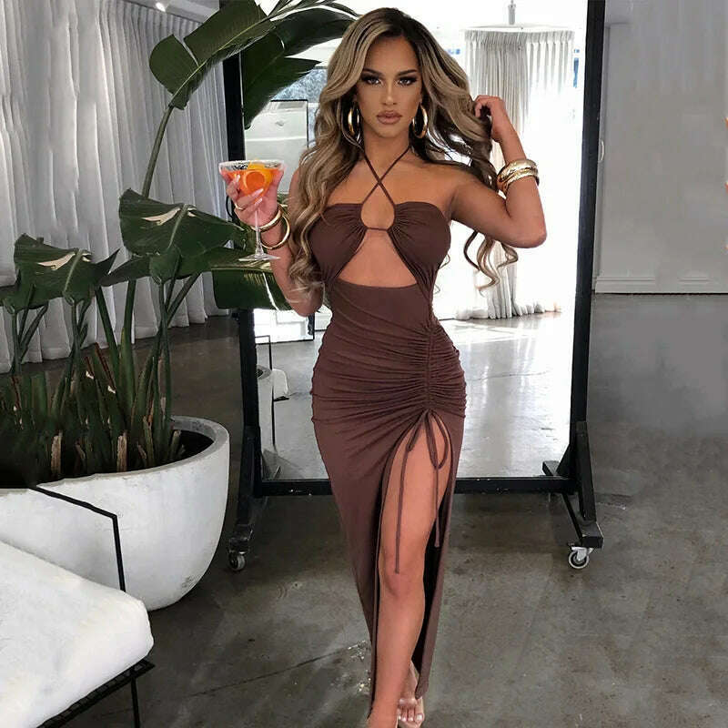 KIMLUD, Sleeveless Sexy Female Midi Backless Dresses Slim Night Club Party Women's Dress Bodycon Vestidos Elegantes Para Mujer, KIMLUD Womens Clothes