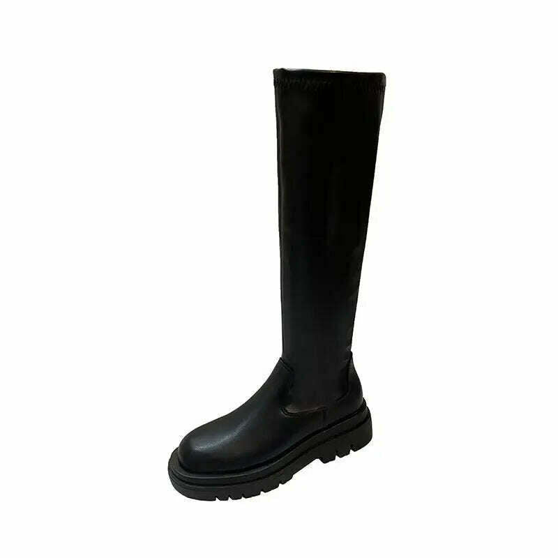 KIMLUD, Slim Flat Thigh High Boots Platform Women Slim Thick Sole Over The Knee Boots Women Shoes Black Winter Long Boots Women, knee high boots / 35, KIMLUD APPAREL - Womens Clothes
