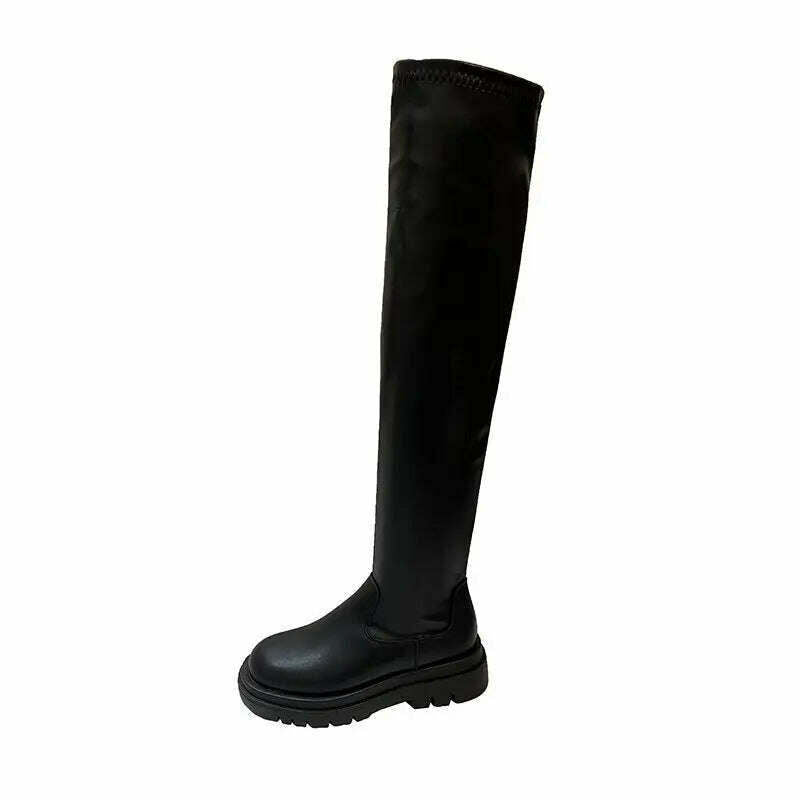 KIMLUD, Slim Flat Thigh High Boots Platform Women Slim Thick Sole Over The Knee Boots Women Shoes Black Winter Long Boots Women, over the knee / 35, KIMLUD APPAREL - Womens Clothes