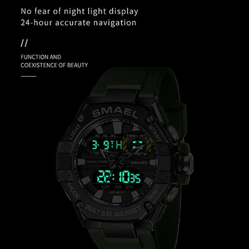 KIMLUD, SMAEL Sport Watch for Man Dual Time Watch for Men Led Light Watch Alarm 8066 Fashion Sport Watches Military S Shiock Wristwatch, KIMLUD Womens Clothes