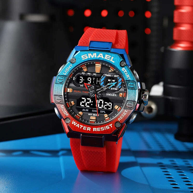 KIMLUD, SMAEL Sport Watch for Man Dual Time Watch for Men Led Light Watch Alarm 8066 Fashion Sport Watches Military S Shiock Wristwatch, KIMLUD Womens Clothes