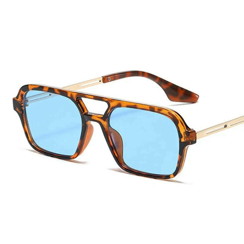 KIMLUD, Small Frame Square Sunglasses Woman Brand Designer Fashion Luxury Sun Glasses Female Vintage Hollow Leopard Blue Oculos De Sol, KIMLUD Womens Clothes
