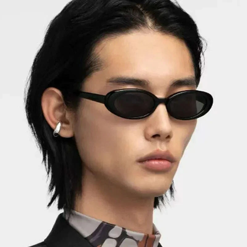 KIMLUD, Small Frame Vintage Sunglasses Man Sun Glasses Male Fashion Shades Oval Mirror Black Retro Oculos De Sol, KIMLUD Womens Clothes