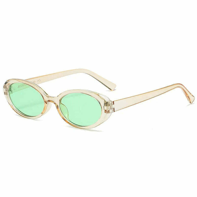 KIMLUD, Small Frame Vintage Sunglasses Man Brand Designer Sun Glasses Male Fashion Shades Oval Mirror Black Retro Oculos De Sol, Champagne Green / Other, KIMLUD Womens Clothes