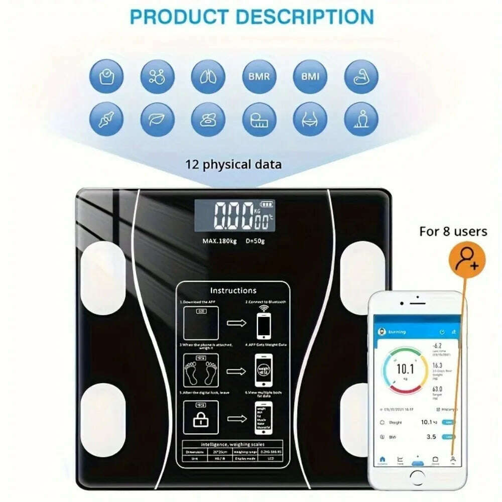 KIMLUD, Smart Body Fat Scale - Bluetooth BMI Analyzer with Wireless Digital Display - Comprehensive Health Insights for Your Bathroom, KIMLUD Womens Clothes