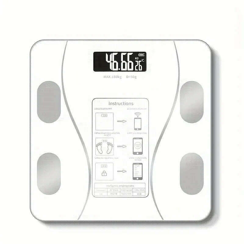 KIMLUD, Smart Body Fat Scale - Bluetooth BMI Analyzer with Wireless Digital Display - Comprehensive Health Insights for Your Bathroom, dianzicheng bai, KIMLUD APPAREL - Womens Clothes