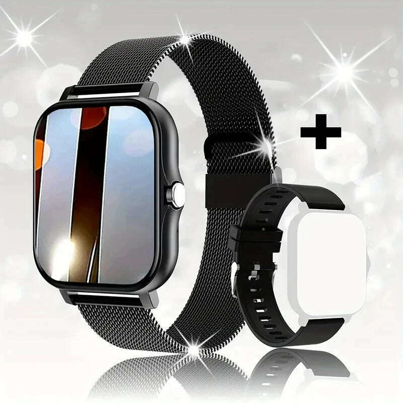 KIMLUD, Smart Watch For Men Women Gift For Xiaomi Full Touch Screen Sport Fitness Watches BT Call Digital Smartwatch Wristwatch 2024 New, Black mesh belt / Bluetooth calls, KIMLUD APPAREL - Womens Clothes