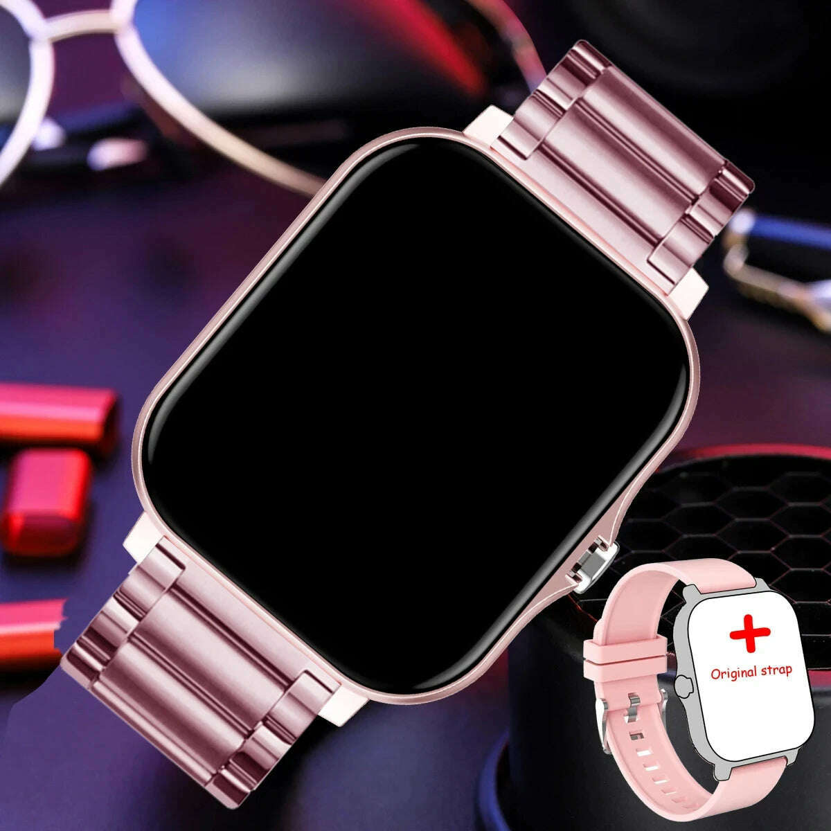 KIMLUD, Smart Watch For Men Women Gift For Xiaomi Full Touch Screen Sport Fitness Watches BT Call Digital Smartwatch Wristwatch 2024 New, Pink steel strip / Bluetooth calls, KIMLUD APPAREL - Womens Clothes