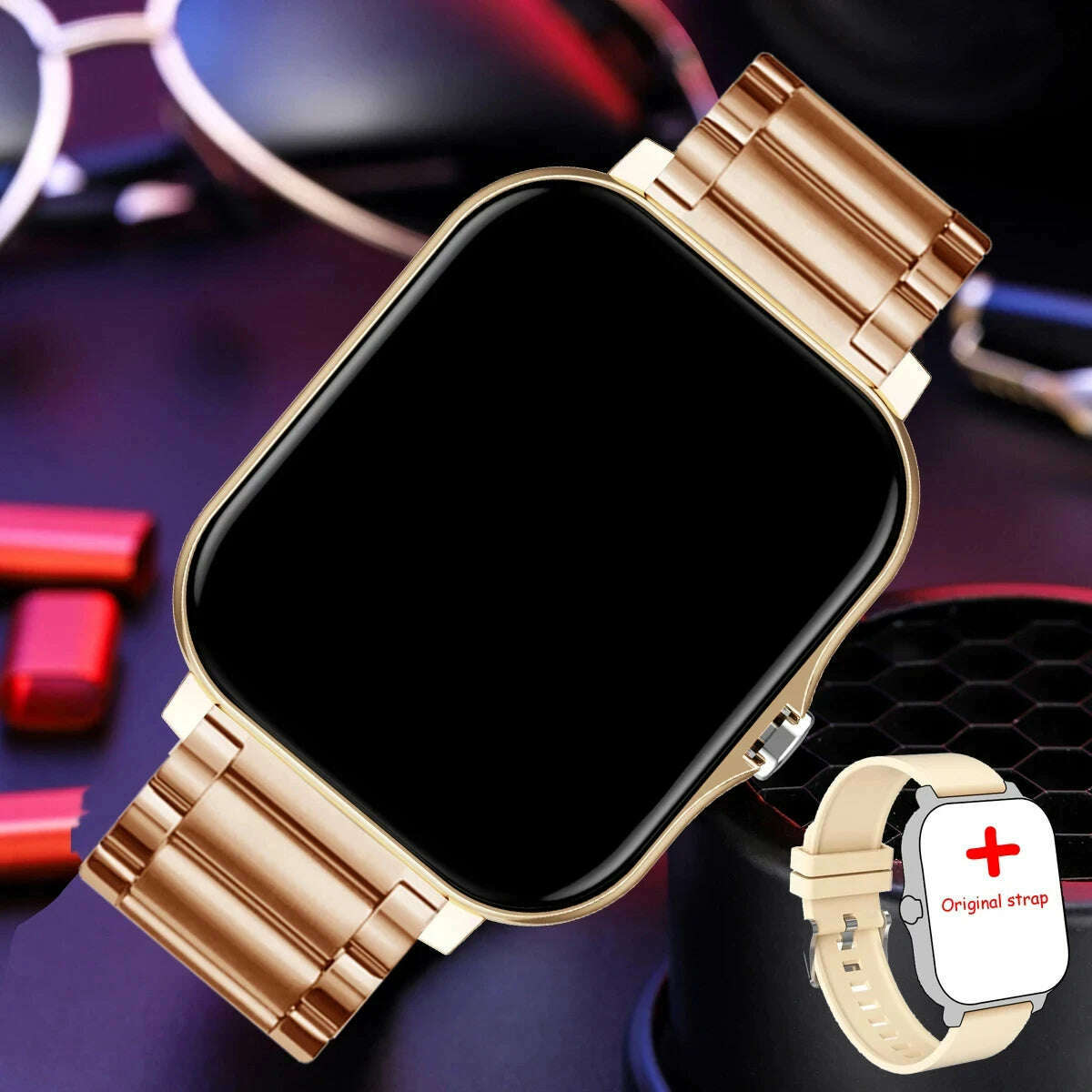 KIMLUD, Smart Watch For Men Women Gift For Xiaomi Full Touch Screen Sport Fitness Watches BT Call Digital Smartwatch Wristwatch 2024 New, Golden steel strip / Bluetooth calls, KIMLUD APPAREL - Womens Clothes