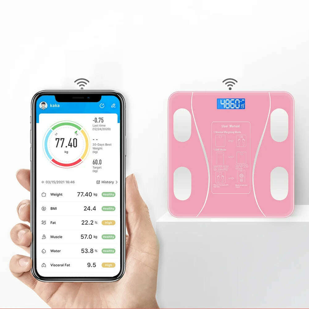 Smart Weighing Scale Bluetooth-compatible lichaamsvet intelligente Electronic Intelligent Weight Loss Body Fat Scale Balances - KIMLUD