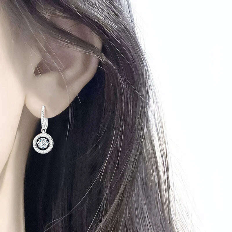 Smyoue White Gold Plated 0.5/1CT Moissanite Drop Earring for Women Sparkling Beating Heart Earring S925 Sterling Silver Jewelry - KIMLUD