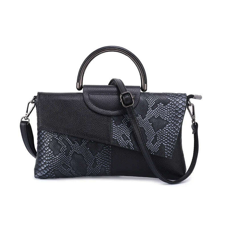 KIMLUD, Snake Pattern Genuine Leather Bag Women Vintage Cow Leather Tote Handbag Small Ladies Cowhide Shoulder Or Crossbody Bag, grey bag, KIMLUD APPAREL - Womens Clothes