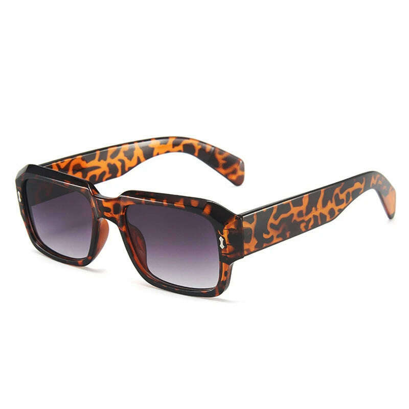 SO&EI Fashion Polygon Square Sunglasses Women Retro Rivets Decoration Jelly Color Shades UV400 Men Trending Gradient Sun Glasses - KIMLUD
