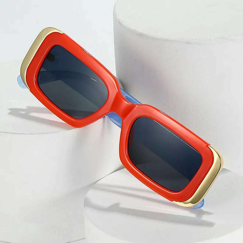 SO&EI Ins Popular Fashion Square Sunglasses Women Retro Brand Designer Jelly Color Shades UV400 Men Gradient Sun Glasses - KIMLUD