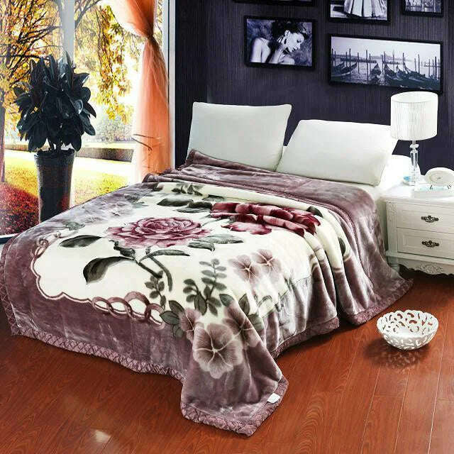 KIMLUD, Soft Winter Quilt Blanket For Bed Printed Mink Throw Twin Full Queen Size Single Double Bed Fluffy Warm Fat Thick Blankets, Color same as pic / 180X220CM 3KG, KIMLUD APPAREL - Womens Clothes