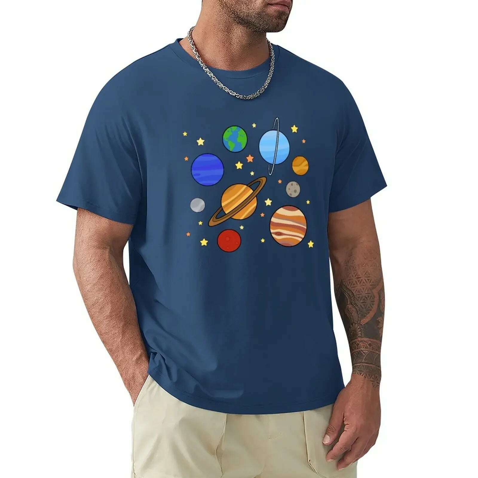Solar System T-Shirt blacks graphics boys animal print tshirts for men - KIMLUD