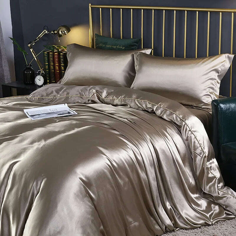 KIMLUD, Solid Color Bedding Set Luxury Soft Bed Sheet And Pillowcases Quality Quilt Cover Summer Bed Set For Home Quality Bed Cover Set, KIMLUD Womens Clothes