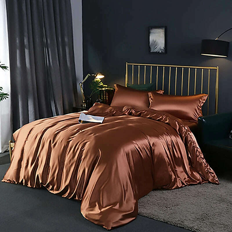 KIMLUD, Solid Color Bedding Set Luxury Soft Bed Sheet And Pillowcases Quality Quilt Cover Summer Bed Set For Home Quality Bed Cover Set, KIMLUD Womens Clothes