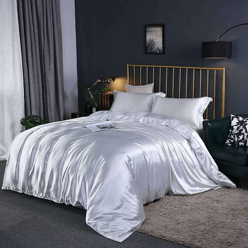 KIMLUD, Solid Color Bedding Set Luxury Soft Bed Sheet And Pillowcases Quality Quilt Cover Summer Bed Set For Home Quality Bed Cover Set, White / 4pcs 150x200cm / China, KIMLUD APPAREL - Womens Clothes