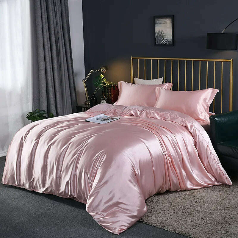 KIMLUD, Solid Color Bedding Set Luxury Soft Bed Sheet And Pillowcases Quality Quilt Cover Summer Bed Set For Home Quality Bed Cover Set, Athens Jade / 4pcs 150x200cm / China, KIMLUD APPAREL - Womens Clothes
