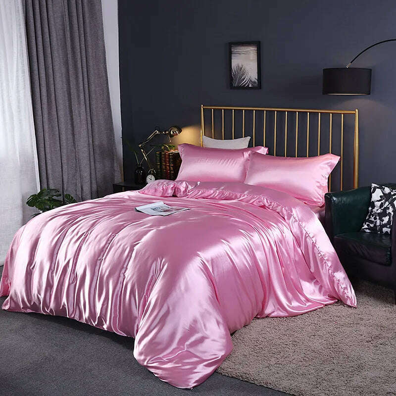 KIMLUD, Solid Color Bedding Set Luxury Soft Bed Sheet And Pillowcases Quality Quilt Cover Summer Bed Set For Home Quality Bed Cover Set, pink / 4pcs 150x200cm / China, KIMLUD APPAREL - Womens Clothes