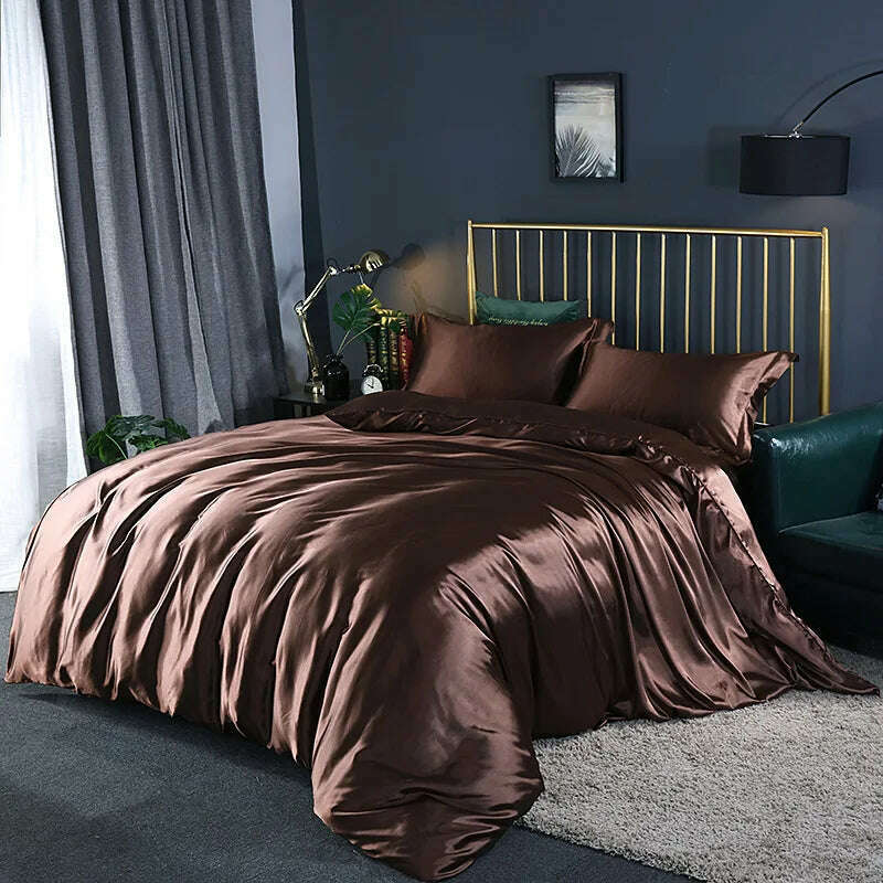 KIMLUD, Solid Color Bedding Set Luxury Soft Bed Sheet And Pillowcases Quality Quilt Cover Summer Bed Set For Home Quality Bed Cover Set, gold / 4pcs 150x200cm / China, KIMLUD APPAREL - Womens Clothes