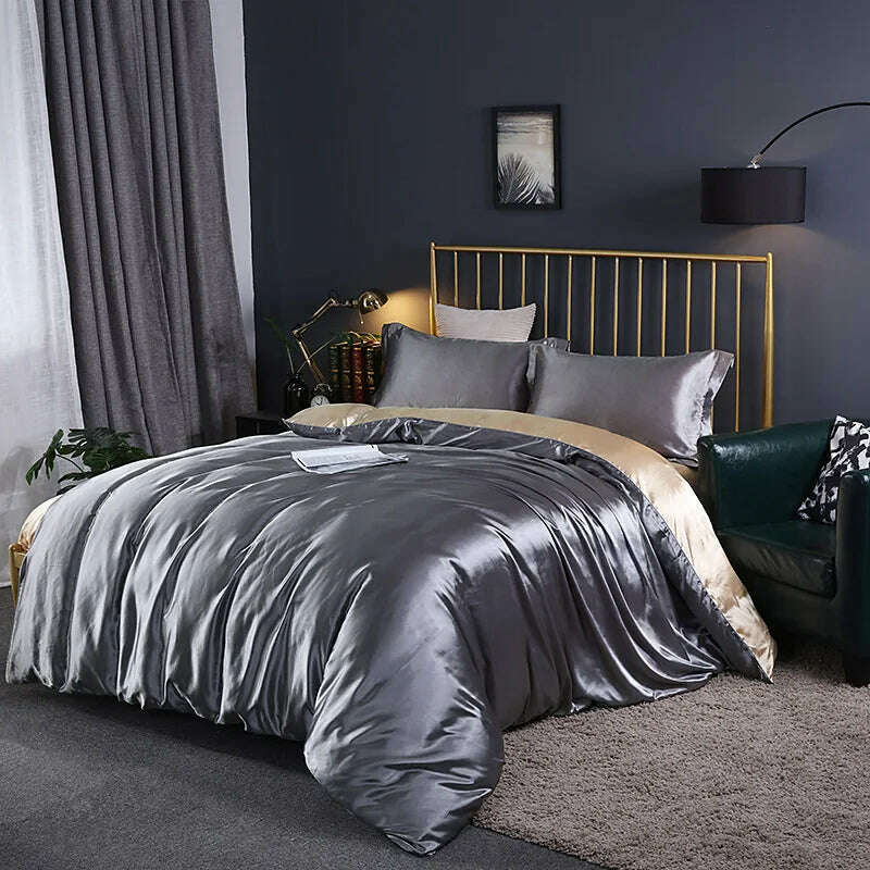 KIMLUD, Solid Color Bedding Set Luxury Soft Bed Sheet And Pillowcases Quality Quilt Cover Summer Bed Set For Home Quality Bed Cover Set, Warm purple / 4pcs 150x200cm / China, KIMLUD APPAREL - Womens Clothes