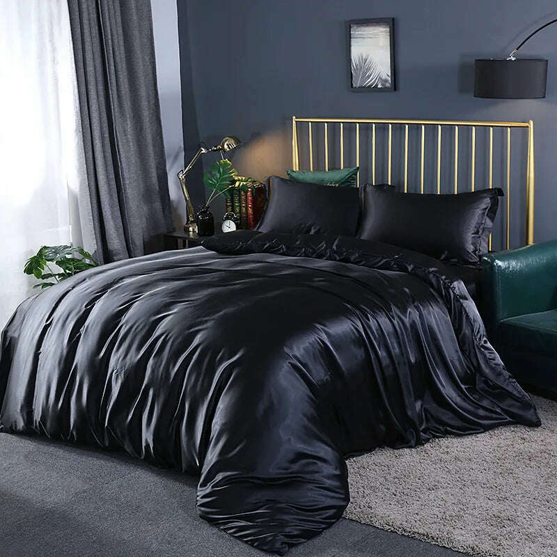 KIMLUD, Solid Color Bedding Set Luxury Soft Bed Sheet And Pillowcases Quality Quilt Cover Summer Bed Set For Home Quality Bed Cover Set, lilac / 4pcs 150x200cm / China, KIMLUD APPAREL - Womens Clothes