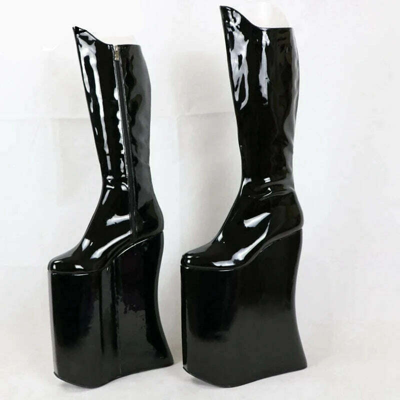 KIMLUD, Sorbern Customized Drag Queen Boots Women Unisex 30Cm High Heel Knee High Ladygaga Insperied Boot Ladies Platform Shoes, Black / 5, KIMLUD Womens Clothes