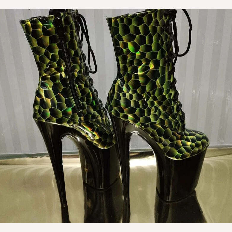 KIMLUD, Sorbern Holographic Honeycomb Exotic Pole Boots 18Cm 20Cm High Heel Platform Shoes Stripper Heels Drag Queen Custom Colors, 20cm Heel / 5, KIMLUD APPAREL - Womens Clothes