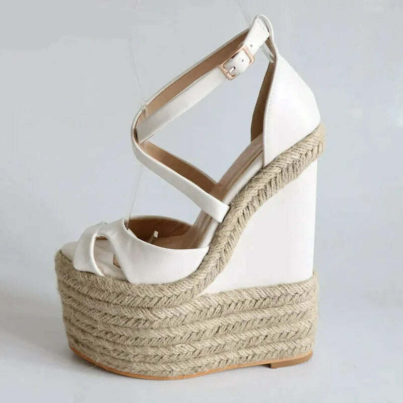 Sorbern Rope Wedge Heels 18Cm High Heels Size 13 Shoes For Women Plus Size 34-46 Custom Open Toe Sandals 2018 New Arrivals - KIMLUD