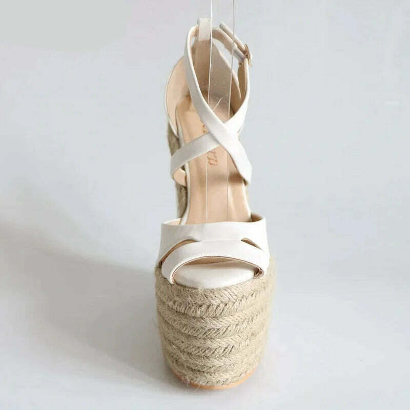 Sorbern Rope Wedge Heels 18Cm High Heels Size 13 Shoes For Women Plus Size 34-46 Custom Open Toe Sandals 2018 New Arrivals - KIMLUD