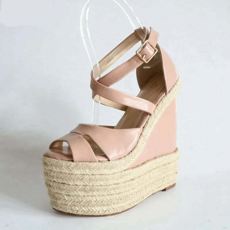 Sorbern Rope Wedge Heels 18Cm High Heels Size 13 Shoes For Women Plus Size 34-46 Custom Open Toe Sandals 2018 New Arrivals - KIMLUD