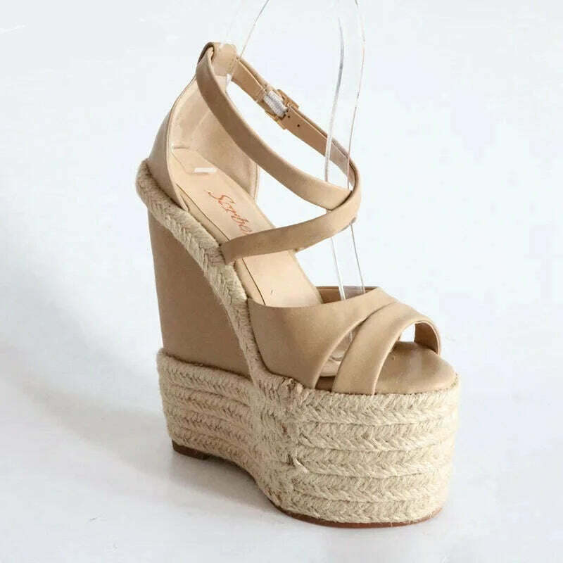 Sorbern Rope Wedge Heels 18Cm High Heels Size 13 Shoes For Women Plus Size 34-46 Custom Open Toe Sandals 2018 New Arrivals - KIMLUD