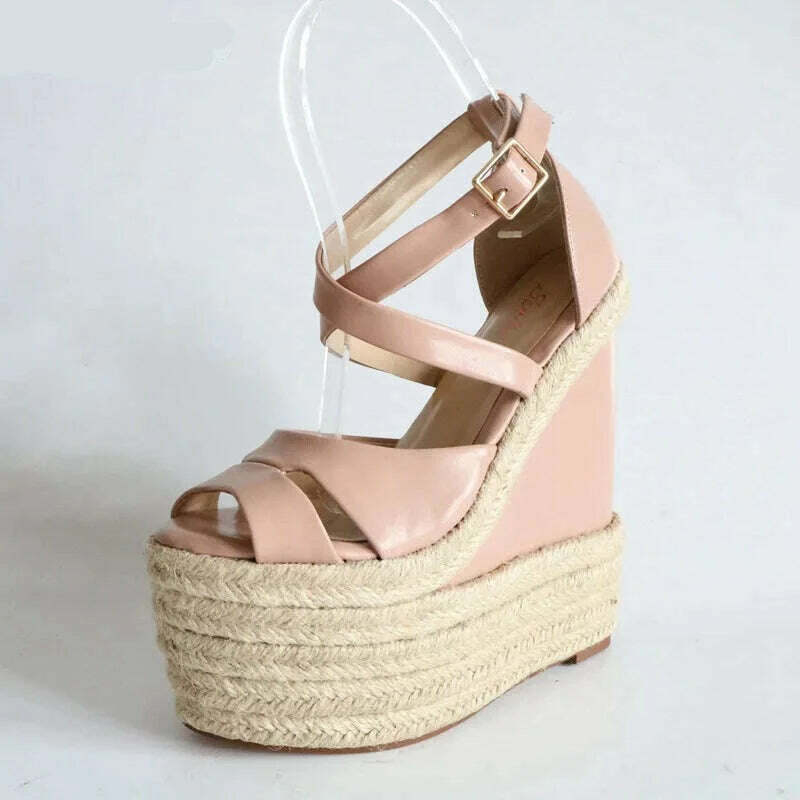 Sorbern Rope Wedge Heels 18Cm High Heels Size 13 Shoes For Women Plus Size 34-46 Custom Open Toe Sandals 2018 New Arrivals - KIMLUD