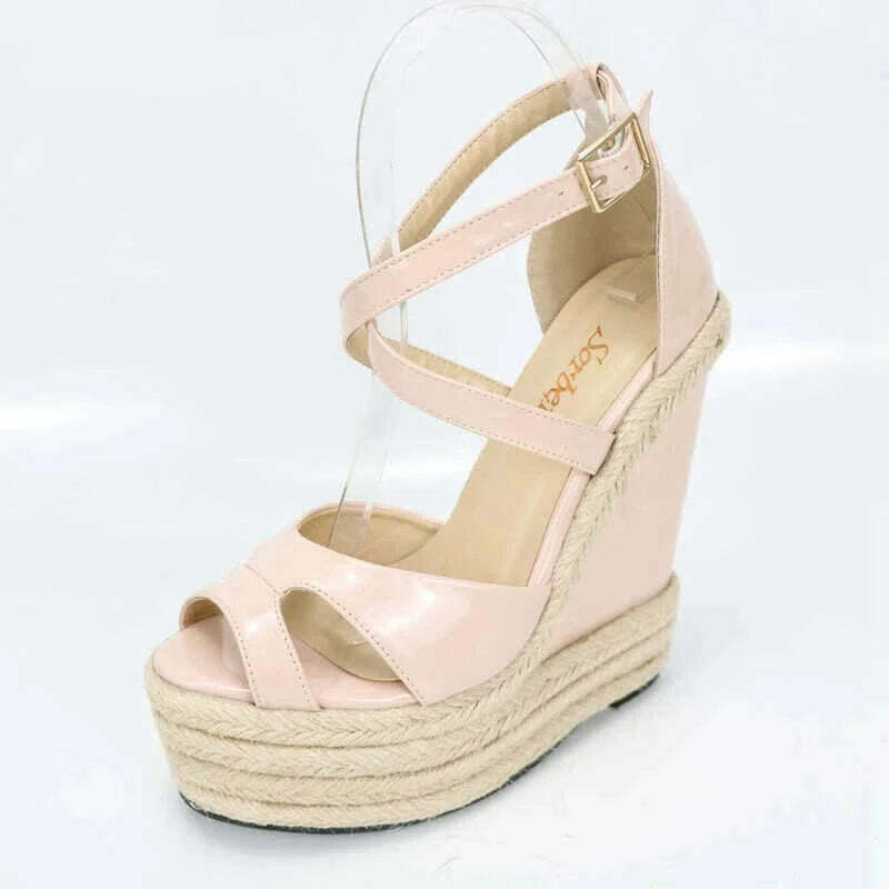 Sorbern Rope Wedge Heels 18Cm High Heels Size 13 Shoes For Women Plus Size 34-46 Custom Open Toe Sandals 2018 New Arrivals - KIMLUD