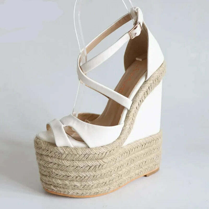 Sorbern Rope Wedge Heels 18Cm High Heels Size 13 Shoes For Women Plus Size 34-46 Custom Open Toe Sandals 2018 New Arrivals - KIMLUD