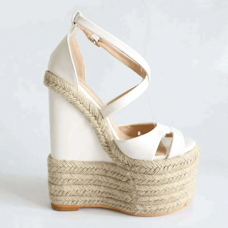 Sorbern Rope Wedge Heels 18Cm High Heels Size 13 Shoes For Women Plus Size 34-46 Custom Open Toe Sandals 2018 New Arrivals - KIMLUD