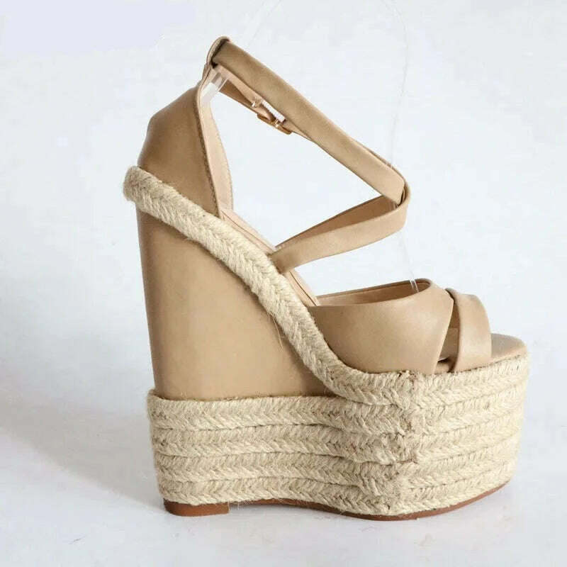 Sorbern Rope Wedge Heels 18Cm High Heels Size 13 Shoes For Women Plus Size 34-46 Custom Open Toe Sandals 2018 New Arrivals - KIMLUD