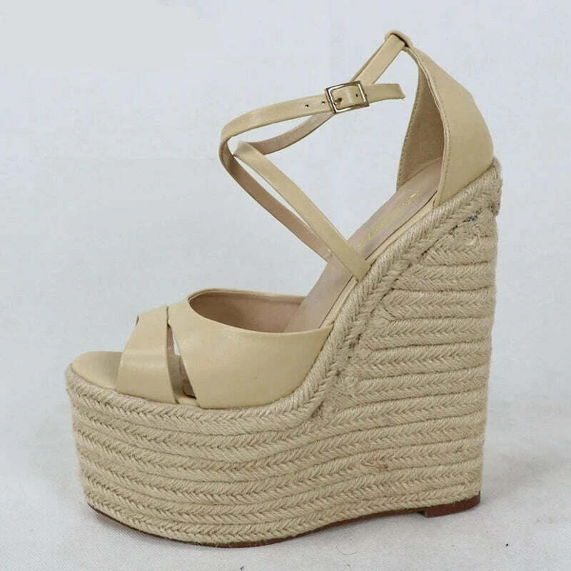 Sorbern Rope Wedge Heels 18Cm High Heels Size 13 Shoes For Women Plus Size 34-46 Custom Open Toe Sandals 2018 New Arrivals - KIMLUD