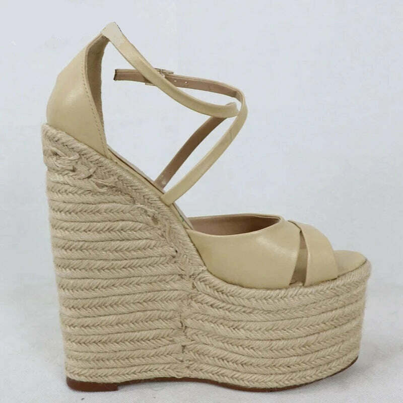 Sorbern Rope Wedge Heels 18Cm High Heels Size 13 Shoes For Women Plus Size 34-46 Custom Open Toe Sandals 2018 New Arrivals - KIMLUD