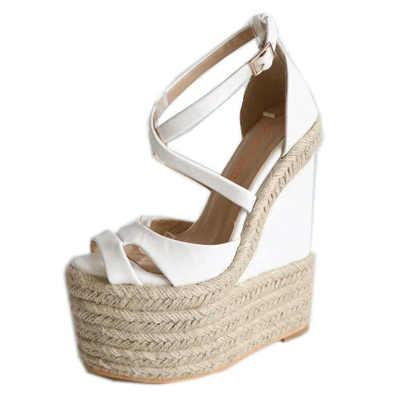 Sorbern Rope Wedge Heels 18Cm High Heels Size 13 Shoes For Women Plus Size 34-46 Custom Open Toe Sandals 2018 New Arrivals - KIMLUD