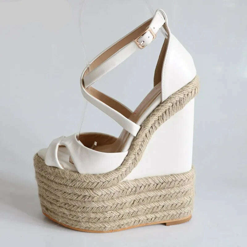 Sorbern Rope Wedge Heels 18Cm High Heels Size 13 Shoes For Women Plus Size 34-46 Custom Open Toe Sandals 2018 New Arrivals - KIMLUD