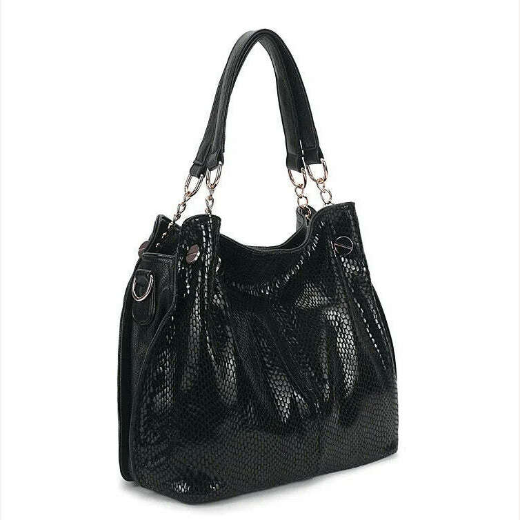 KIMLUD, Split leather Women handbags Serpentine fashion messenger bags for female shoulder bag luxury designer Ladies Chains big Totes, KIMLUD Womens Clothes
